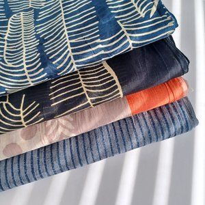 100% Cotton handcrafted natural dyed long size scarf 2 colors choose